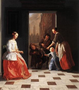 Street Musicians at the Doorway of a House
